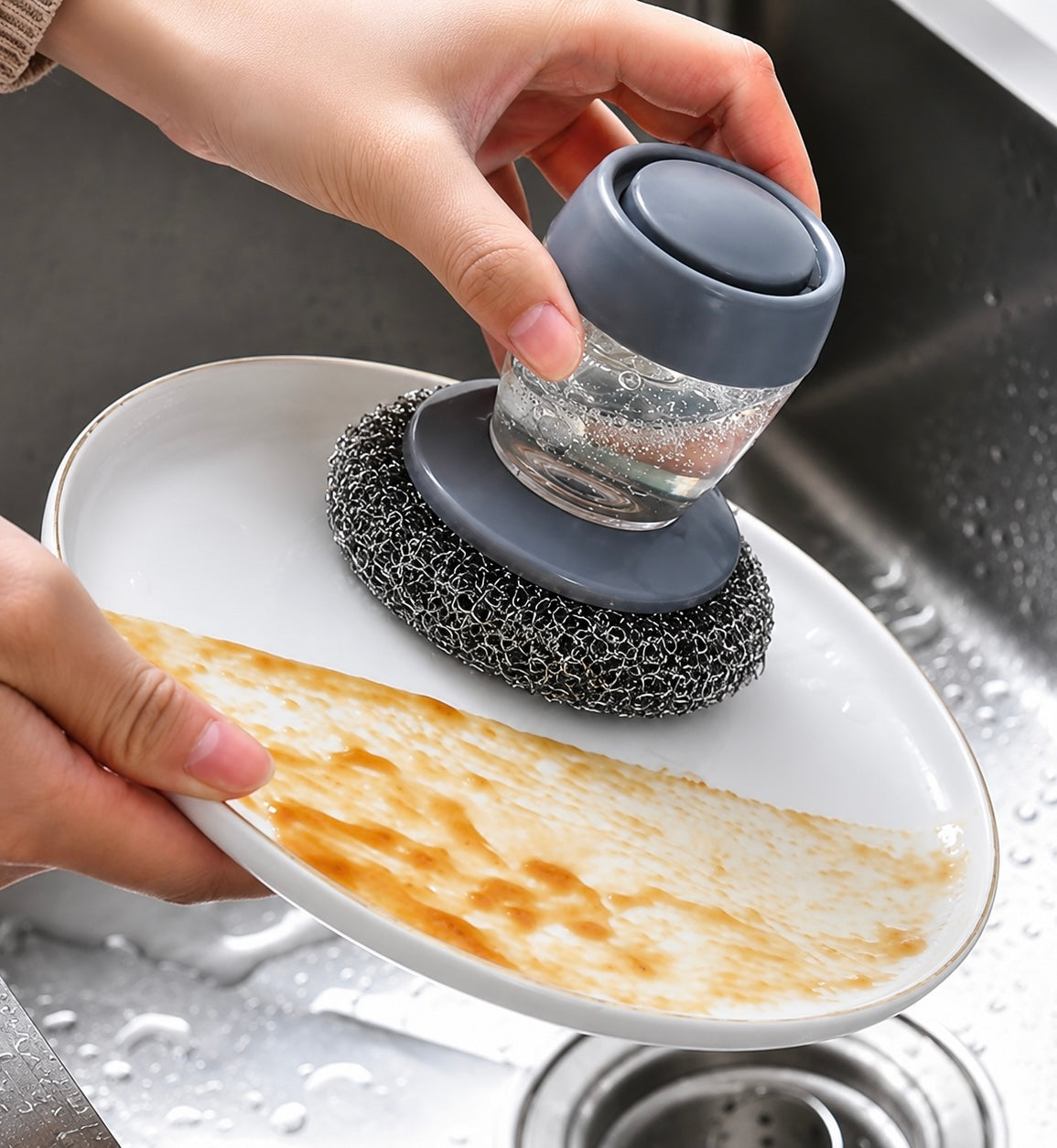 Premium Soap Dispensing Dish Scrubber Brush