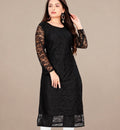 Women Black Designer Lace Kurti