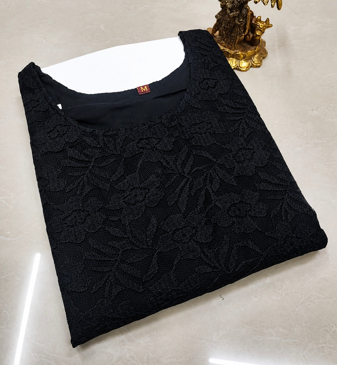 Women Black Designer Lace Kurti